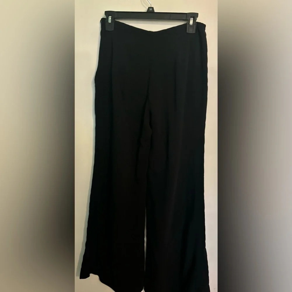 Brooks Brothers Womens Sz 6 Wide Leg Side Zip 97/3 Viscose/Spandex Pants Black